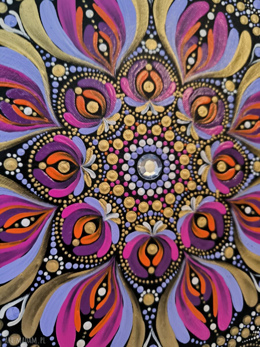 Mandala ręcznie malowana na płótnie 40 cm - obraz z intencją