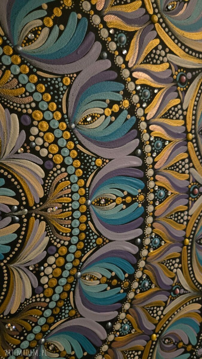 Mandala ręcznie malowana 80 cm - farby akrylowe boho