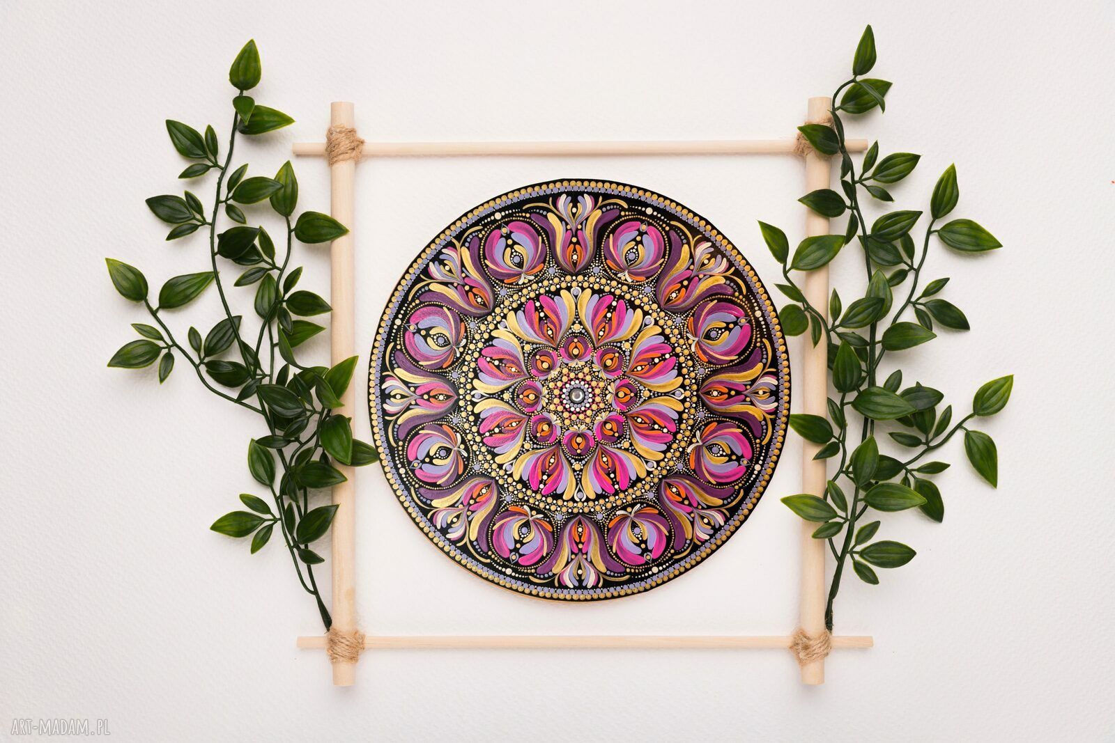 Mandala ręcznie malowana na płótnie 40 cm - obraz z intencją