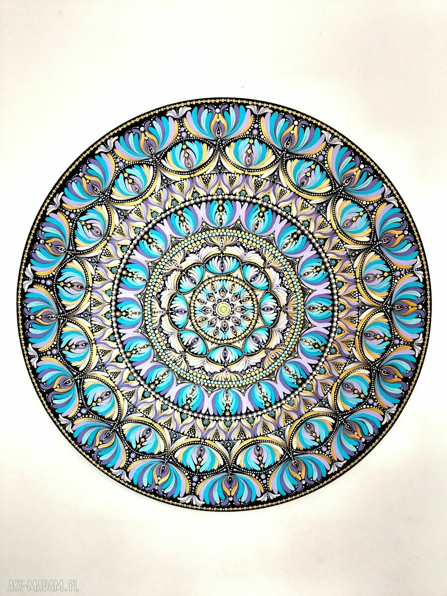 Mandala ręcznie malowana 80 cm - farby akrylowe boho