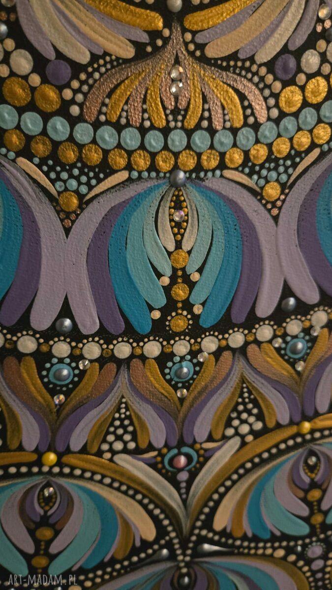 Mandala ręcznie malowana 80 cm - farby akrylowe boho