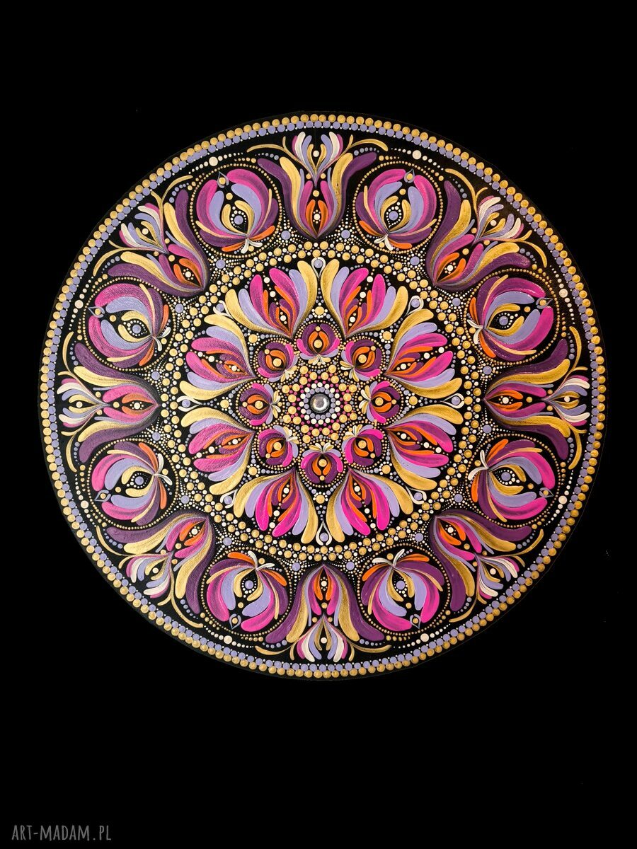 Mandala ręcznie malowana na płótnie 40 cm - obraz z intencją