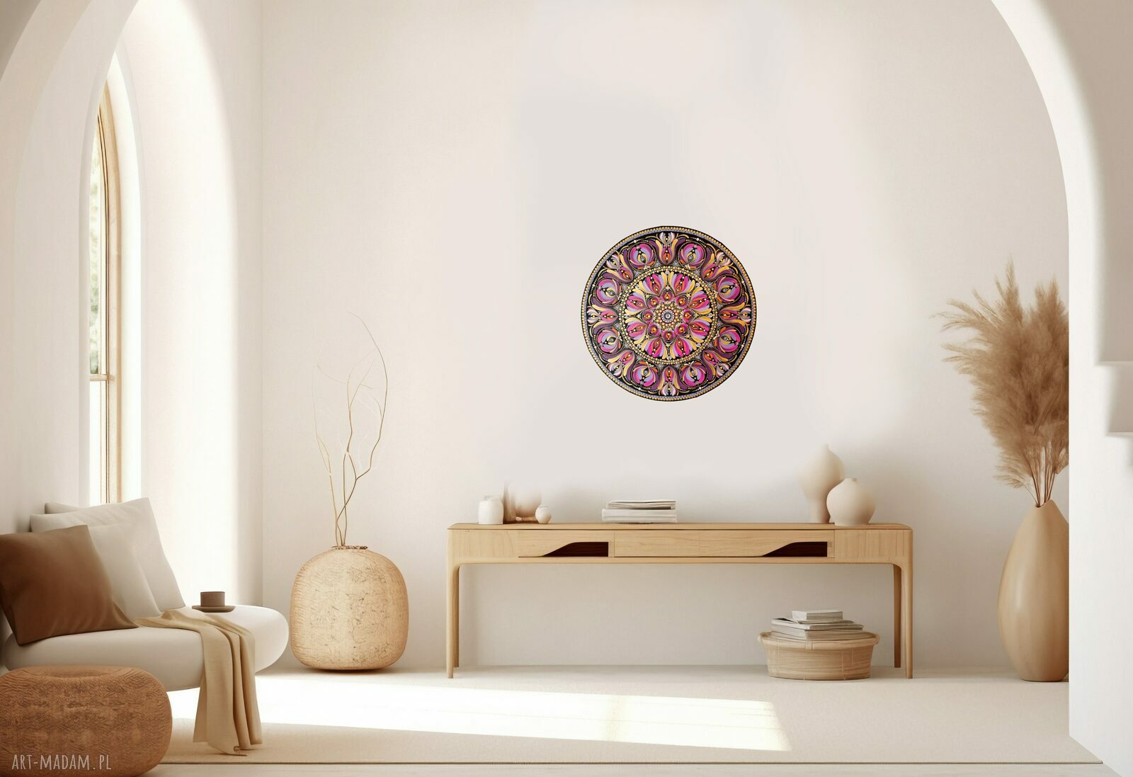 Mandala ręcznie malowana na płótnie 40 cm - obraz z intencją