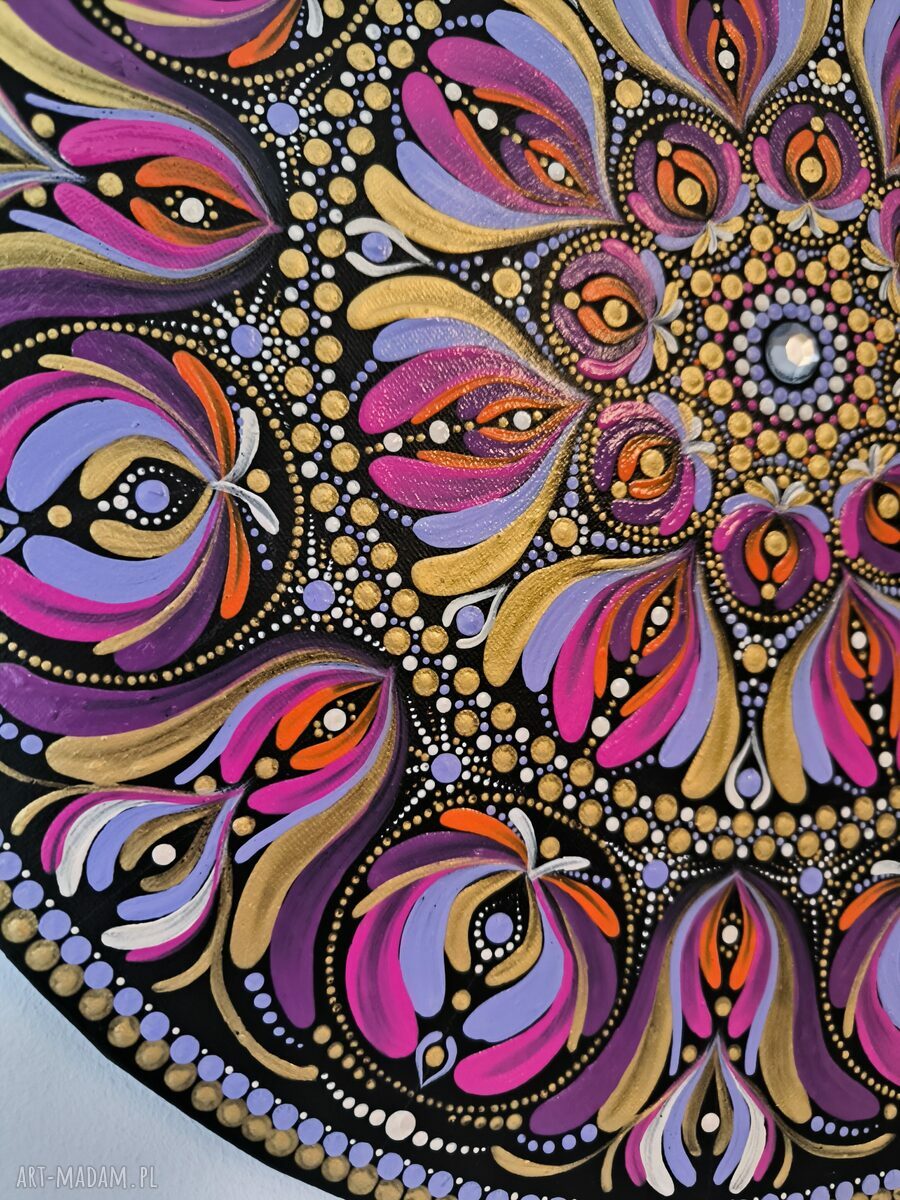 Mandala ręcznie malowana na płótnie 40 cm - obraz z intencją