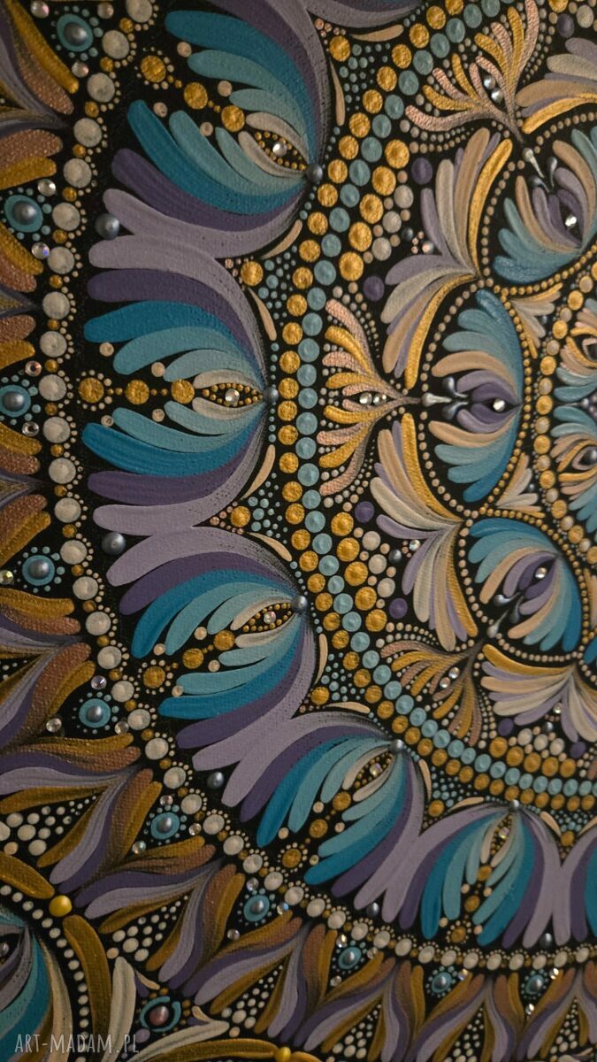 Mandala ręcznie malowana 80 cm - farby akrylowe boho