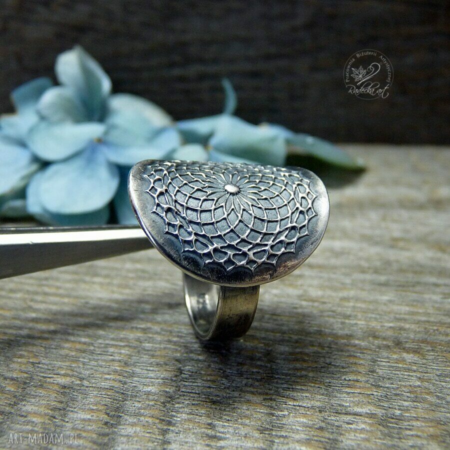 Mandala Ring vol. II - srebrny pierścionek boho z mandalą
