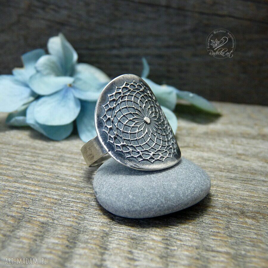 Mandala Ring vol. II - srebrny pierścionek boho z mandalą