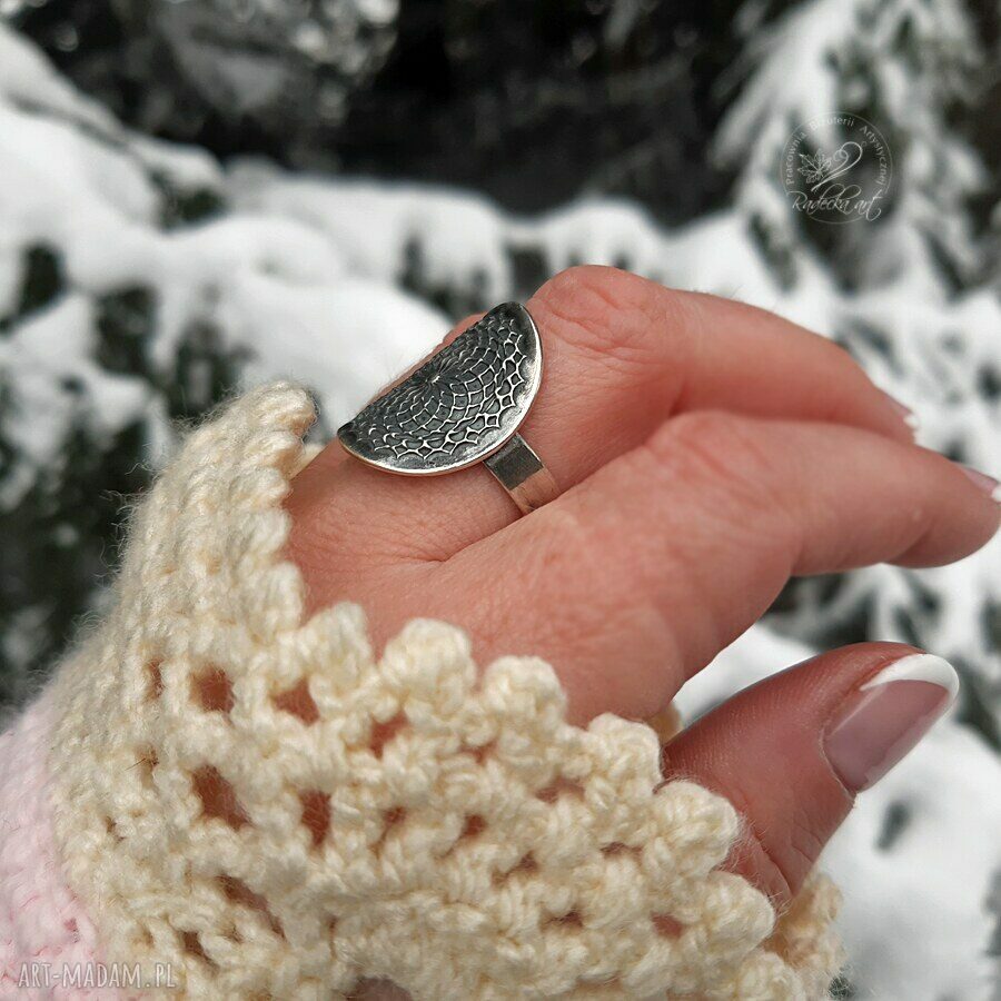 Mandala Ring vol. II - srebrny pierścionek boho z mandalą