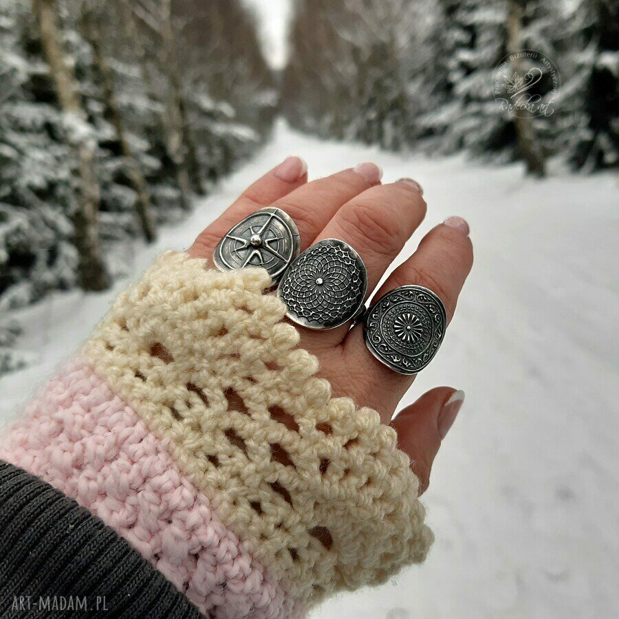 Mandala Ring vol. II - srebrny pierścionek boho z mandalą