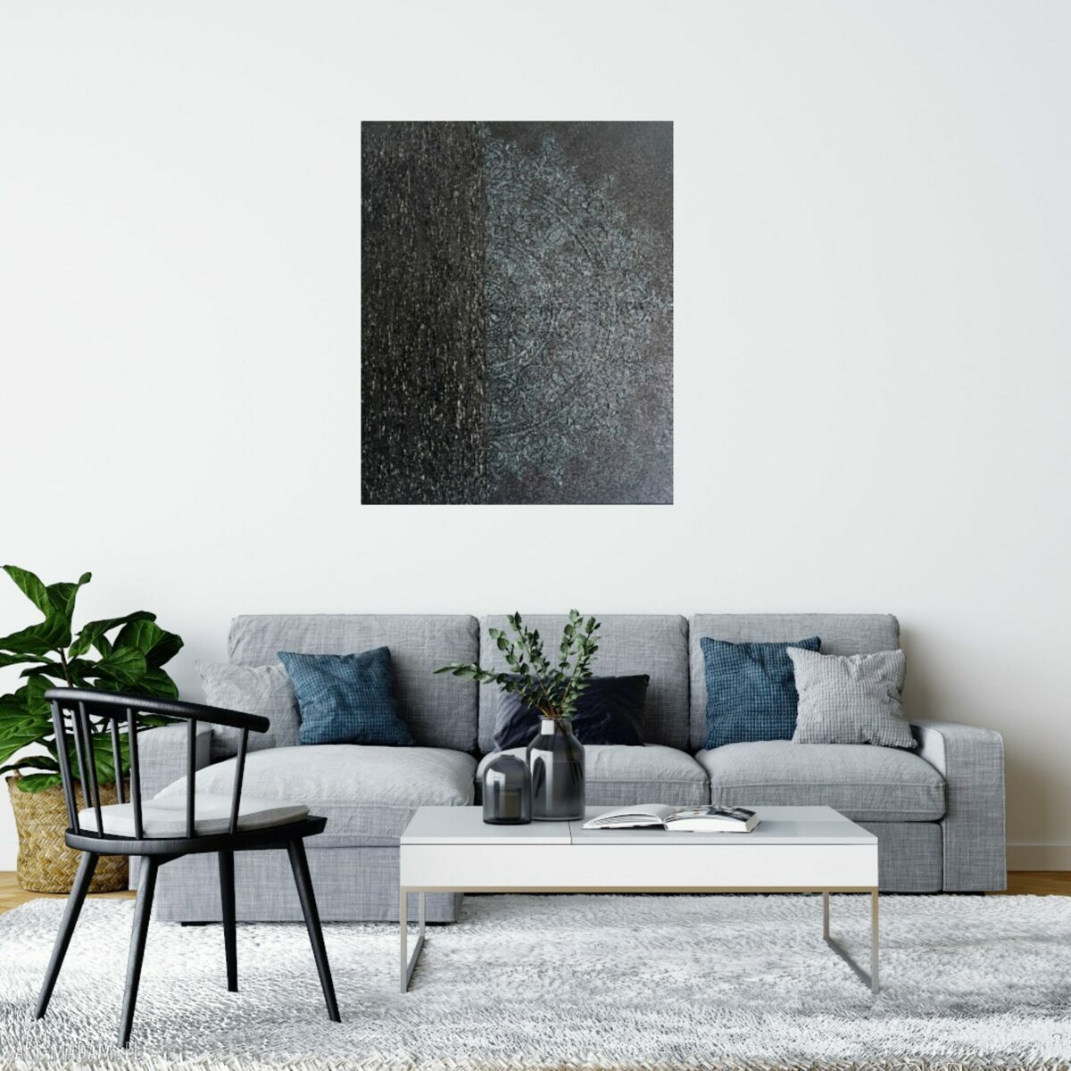 Mandala struktura 50 x 60 - ręcznie malowany obraz akrylowy 3D