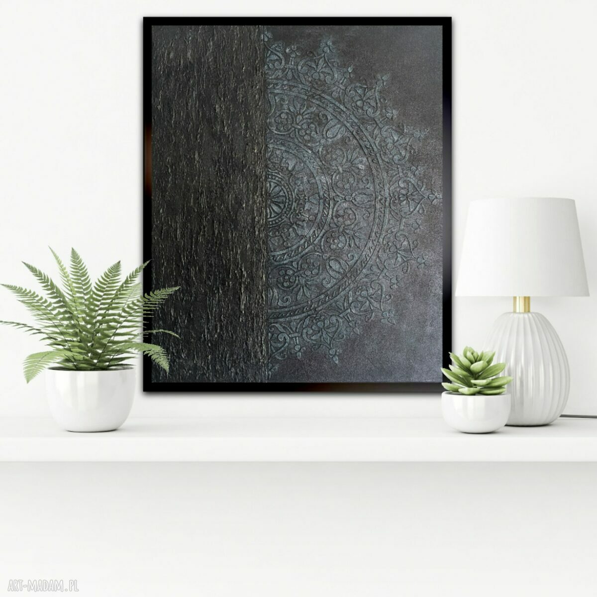 Mandala struktura 50 x 60 - ręcznie malowany obraz akrylowy 3D