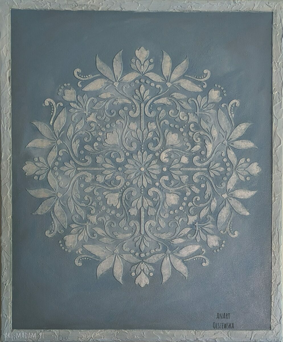 Mandala strukturalna 50x60 cm - ręcznie malowany obraz akrylowy z delikatnym efektem 3D