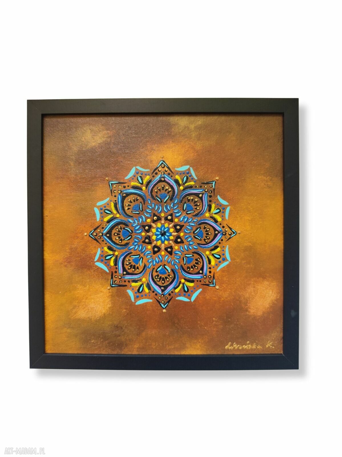 Mandala w ramie 25x25 cm - obraz akrylowy Katarzyny Wronskiej