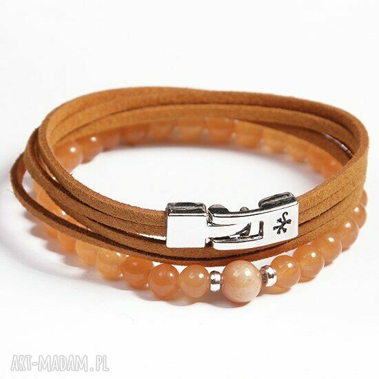 Mandarynki - komplet bransoletek handmade z jadeitem