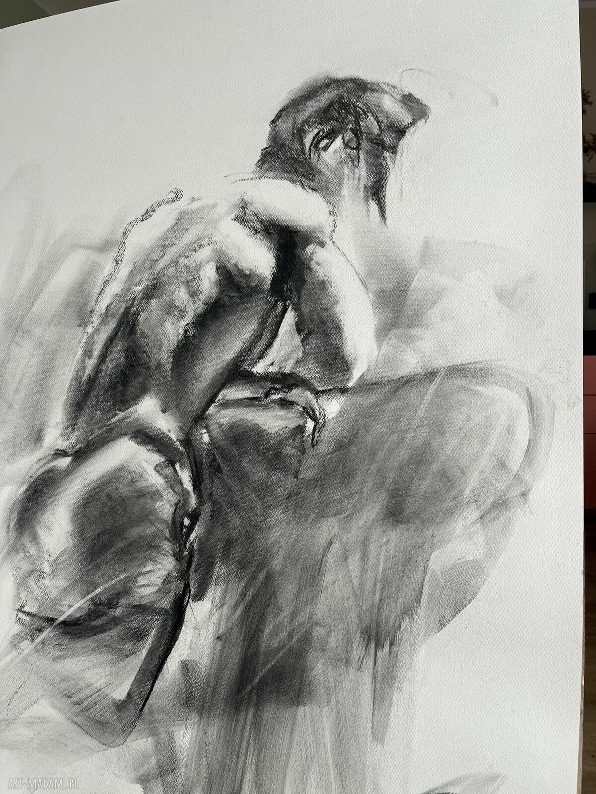Manly - czarno-biały obraz węglowy 100x70 cm do sypialni i salonu