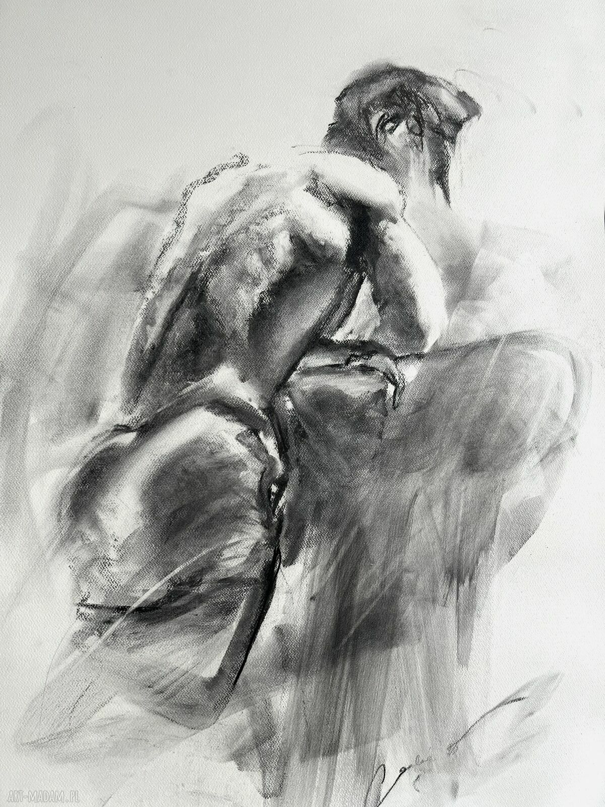 Manly - czarno-biały obraz węglowy 100x70 cm do sypialni i salonu