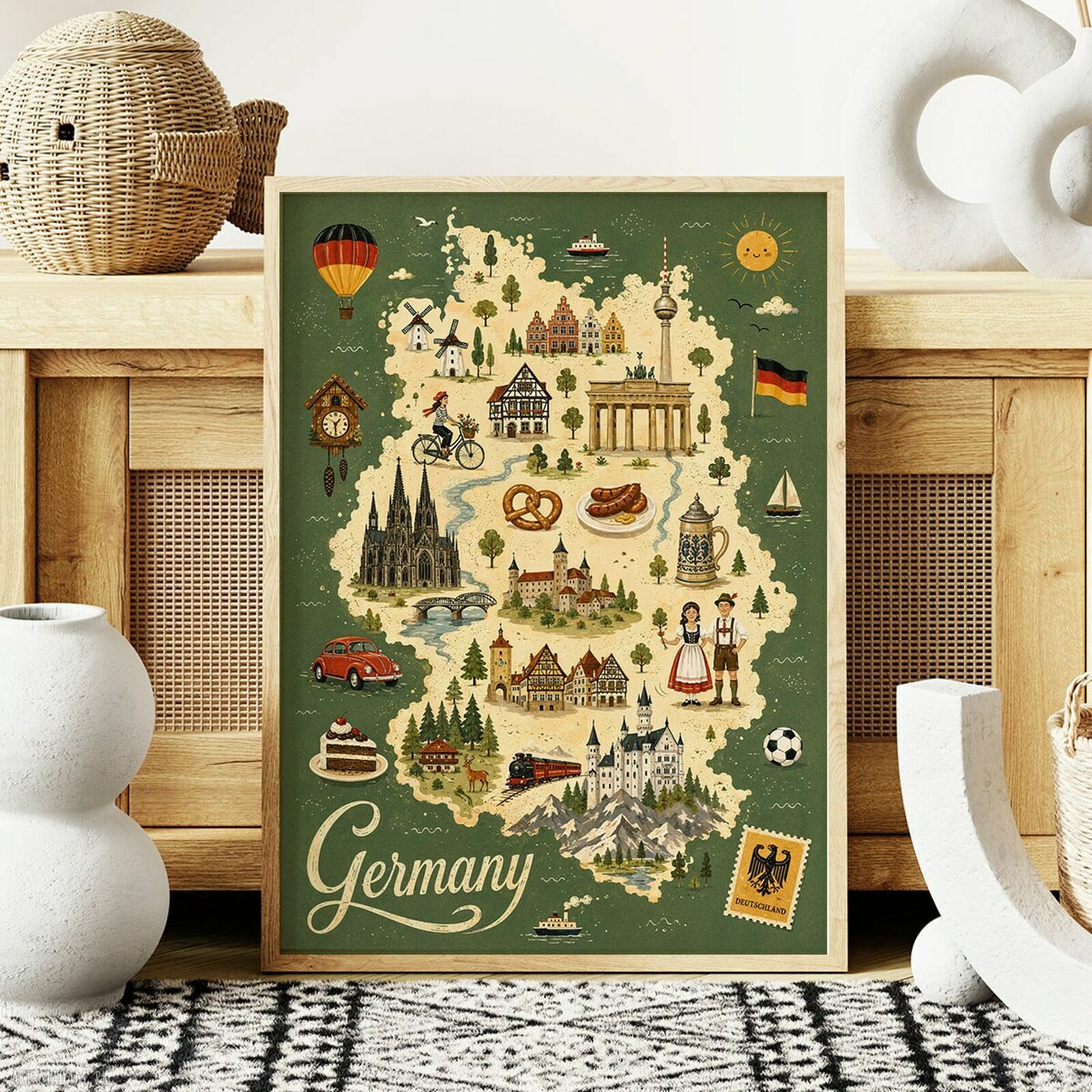 Kolorowa mapa Niemiec - plakat 61x91 cm