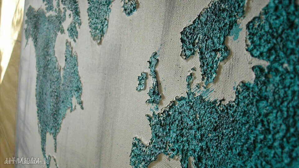 obrazna płótnie MAPA ŚWIATA 3D - 06 - 126x70cm