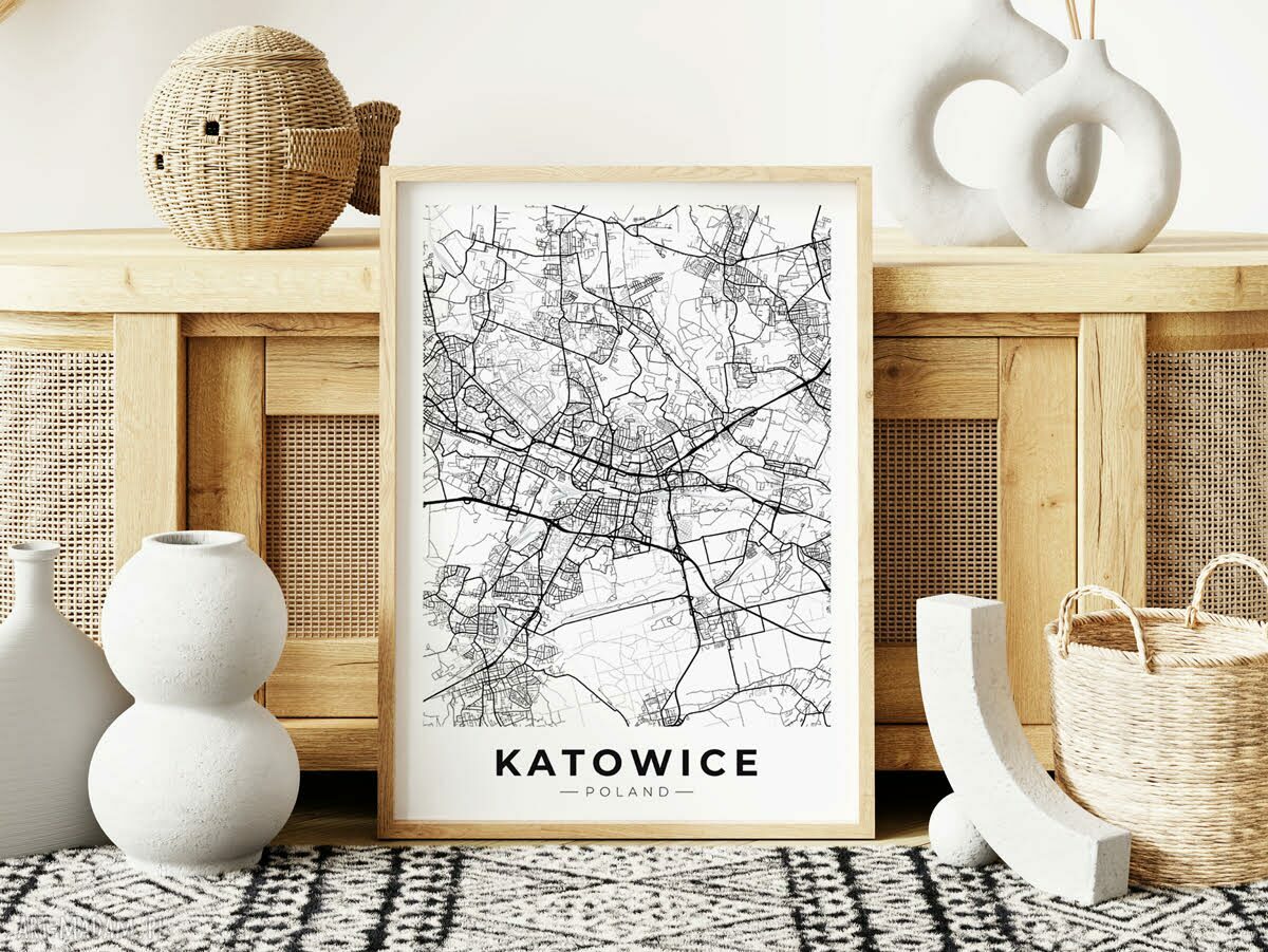 Plakat Mapa Katowice - format 30x40 cm