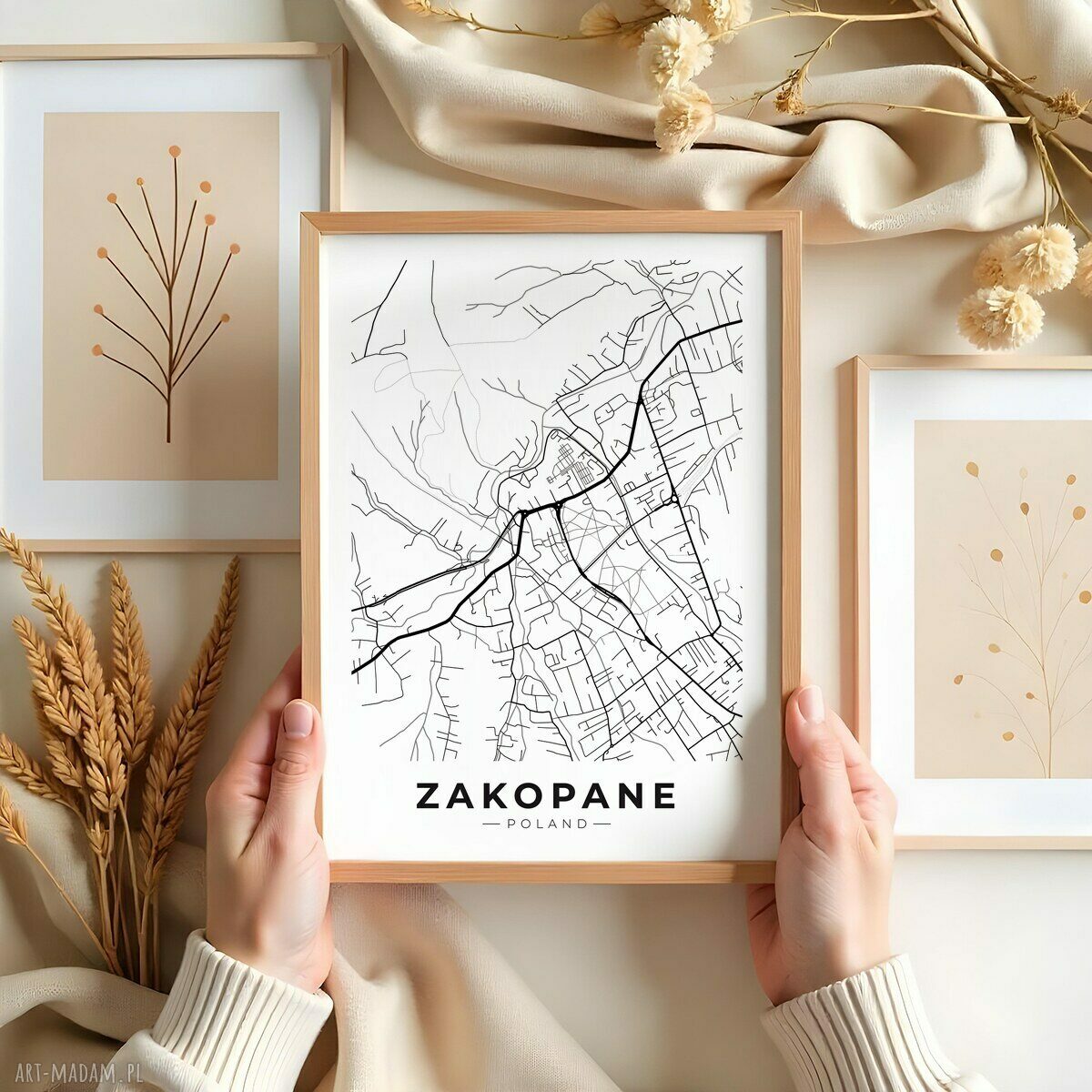 Plakat mapa Zakopane Polska - format A4