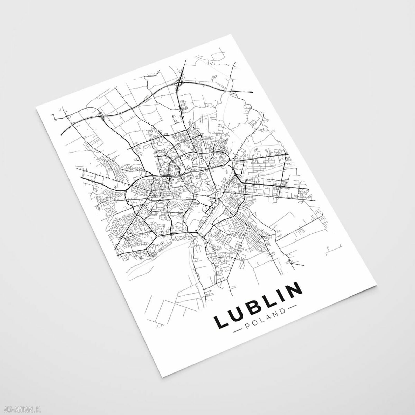 Plakat mapa Lublin - format A4 Hogstudio