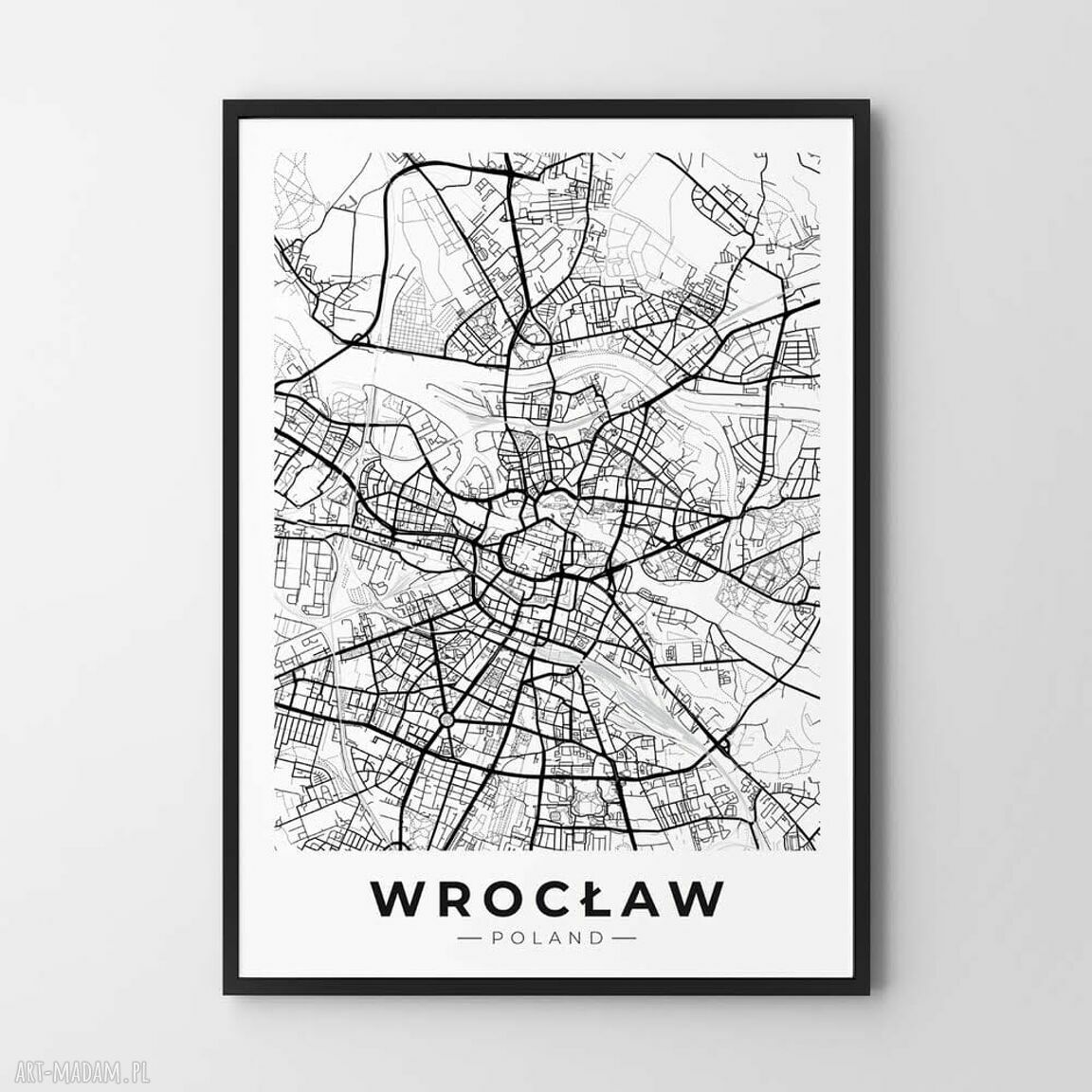 Plakat mapa Wrocławia 70x100 cm - Hogstudio, na prezent