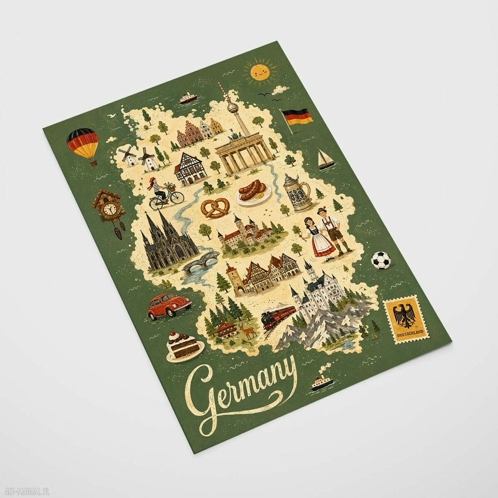Kolorowy plakat z mapą Niemiec 30x40 cm