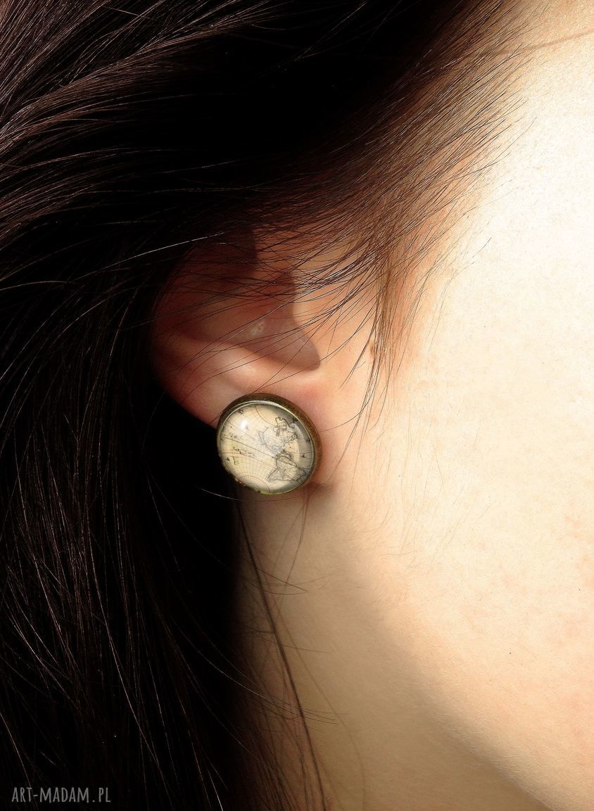 kolczyki: Mapa Świata Kolczyki sztyfty Handmade