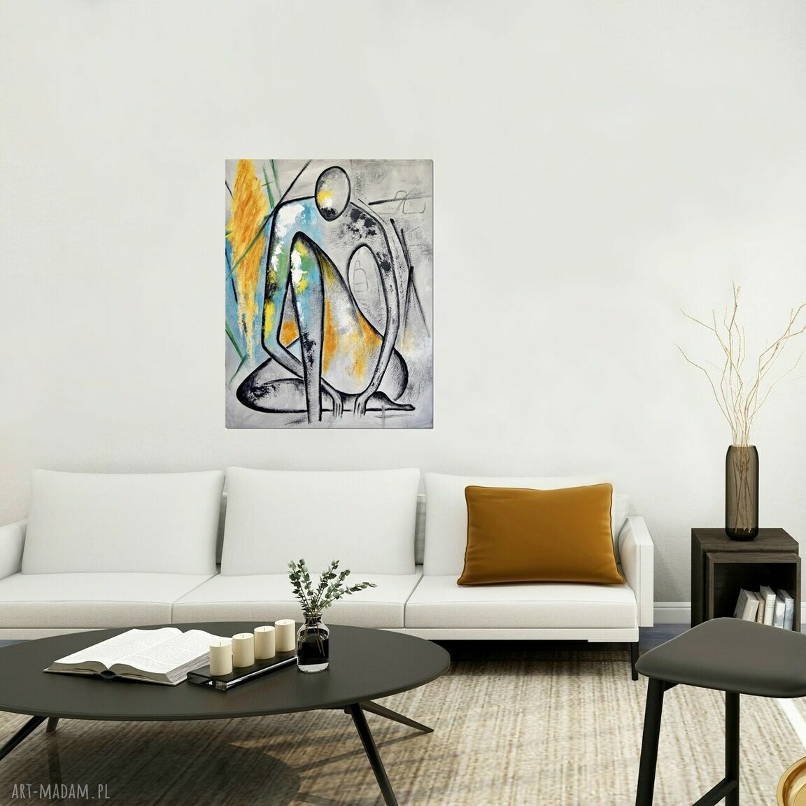 Marceau - abstrakcyjny obraz ręcznie malowany na płótnie (70x90 cm)