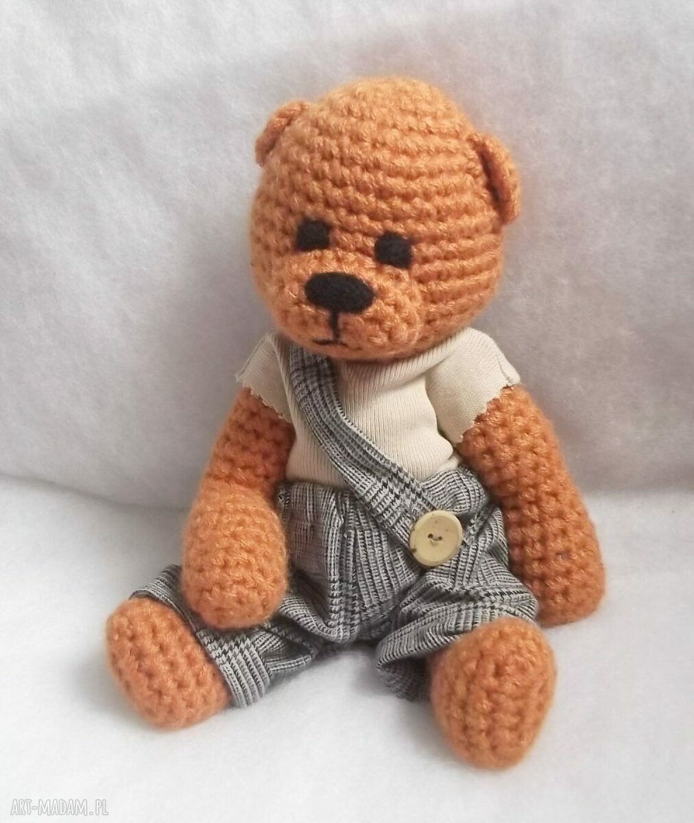 Marcel - miś szydełkowy z włóczki 28 cm