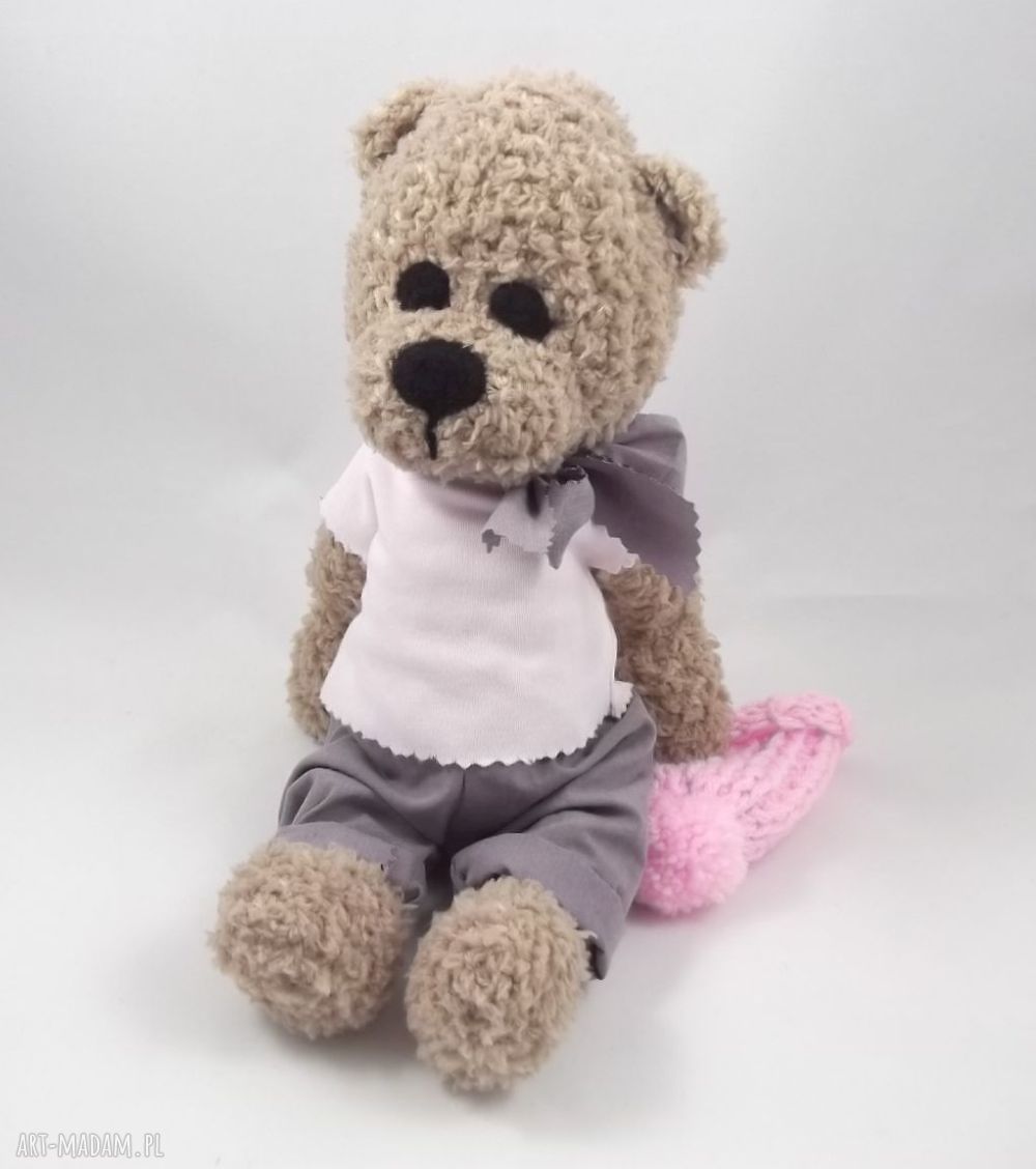 Marcelina - szydełkowa maskotka miś z ruchomymi łapkami 34 cm
