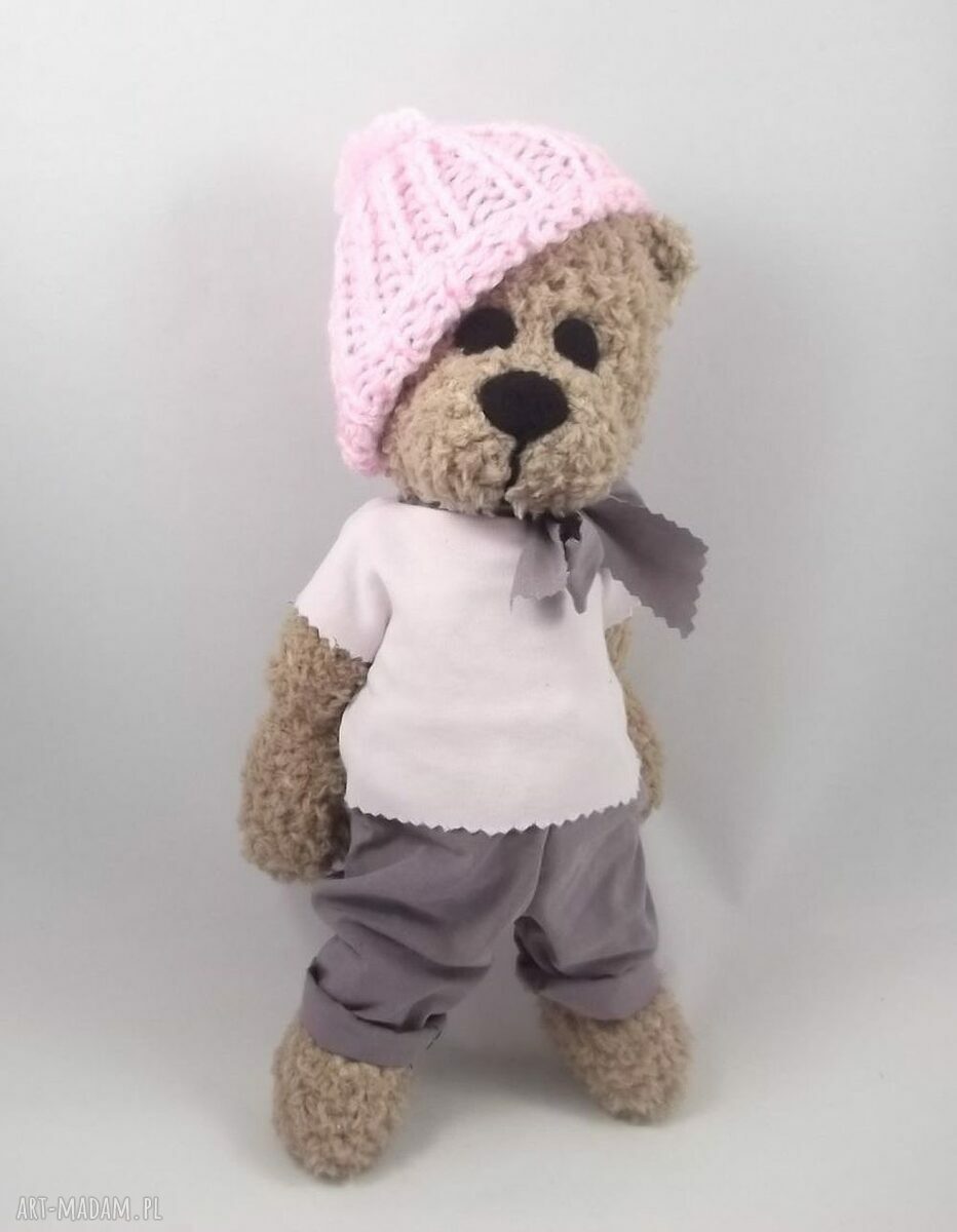 Marcelina - szydełkowa maskotka miś z ruchomymi łapkami (34 cm)