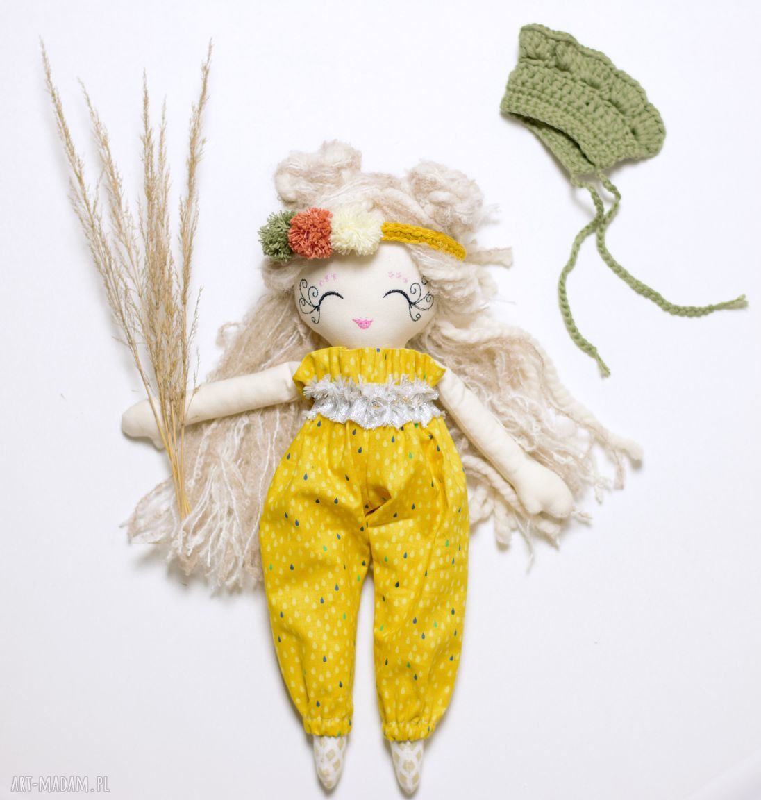 Lalka Marcelinka - ręcznie uszyta z bawełny (34 cm) eco