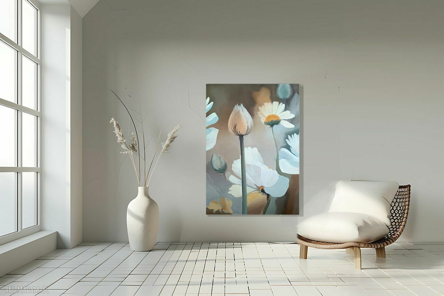 Margaretki - olejny obraz 90x65 cm