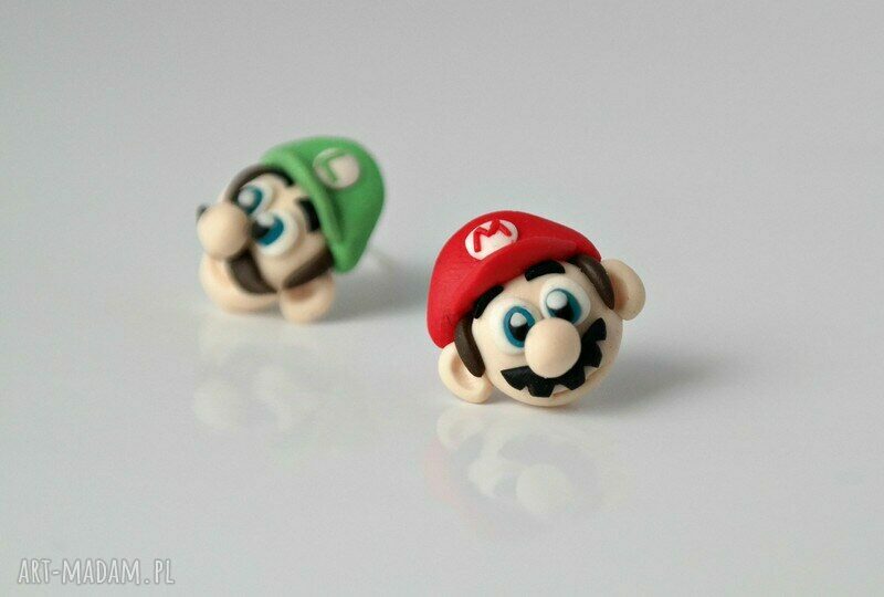 Mario i Luigi Bros - oryginalne kolczyki wkręty z modeliny FIMO