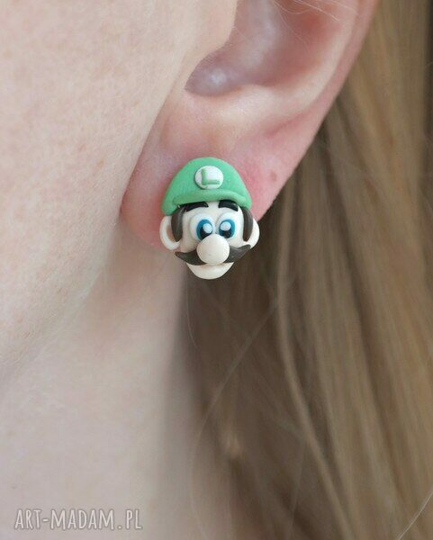 Mario i Luigi Bros - oryginalne kolczyki wkręty z modeliny FIMO