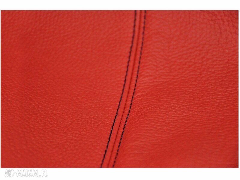 31 0001 Czerwona torebka ze skóry naturalnej / efektowne przeszycia SKYLARK handmade