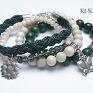 handmade bransoletki emerald and ecru set