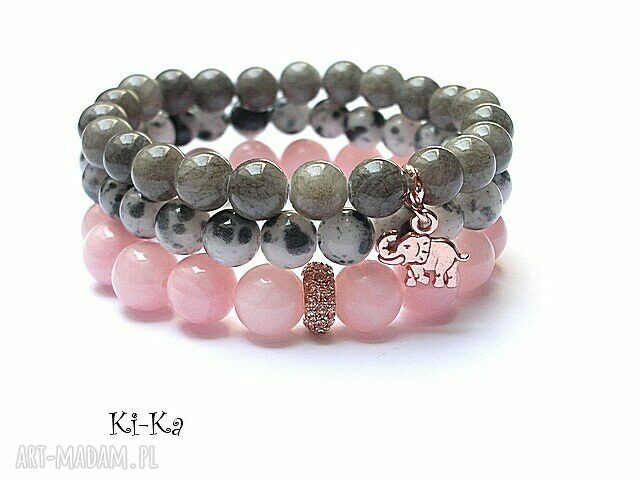 Grey and pink set 2014 jadeity marmur cyrkonie komplet trzech
