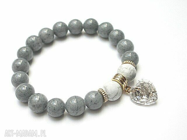 Patine marmur howlit serce swarovski kamienie metal projekty