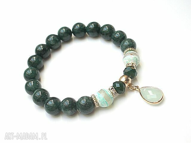 Sea green marmur agaty bransoletka wykonana naturalnych kamieni