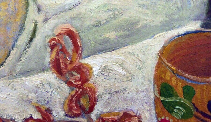 Martwa natura z kukurydzą - obraz olejny na płótnie 40x50 cm