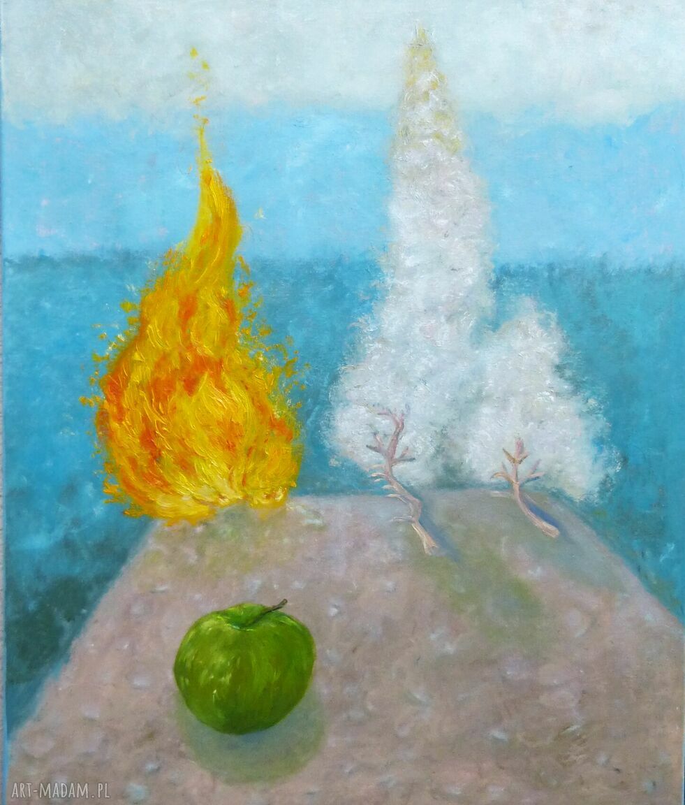 Martwa natura z płomieniem - ręcznie malowany obraz olejny 40 x 50 cm