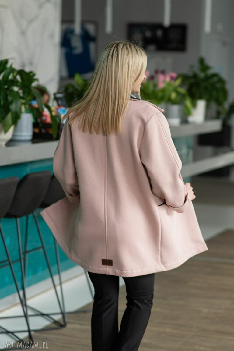 Marynarka pudrowy róż Nashani - handmade z dresówki drapanej 280 g