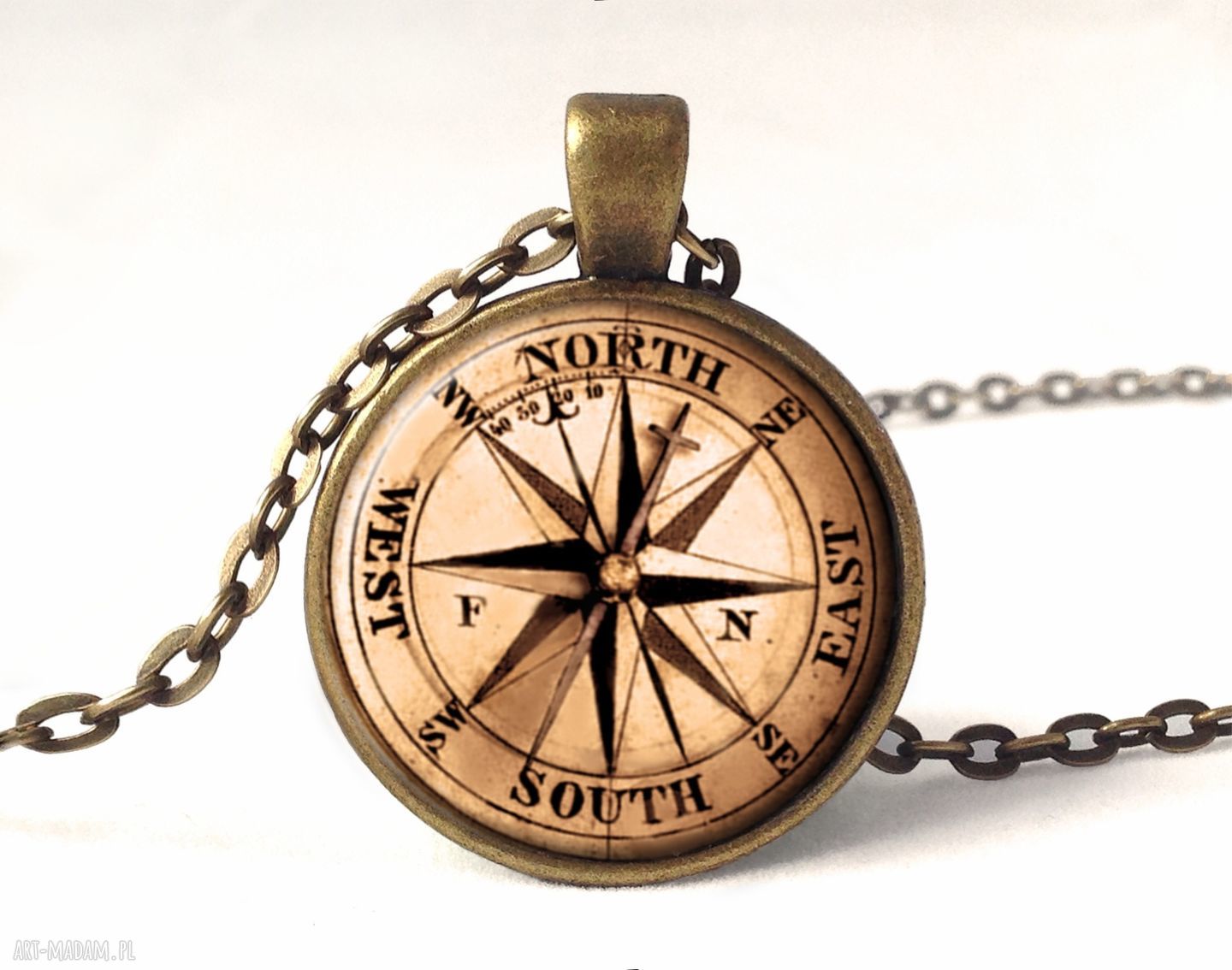 Busola medalion łańcuszkiem kompas marynarski prezent naszyjnik
