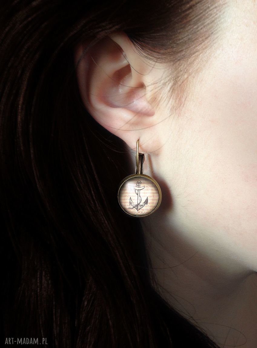 kolczyki: Kotwica Duże kolczyki wiszące handmade