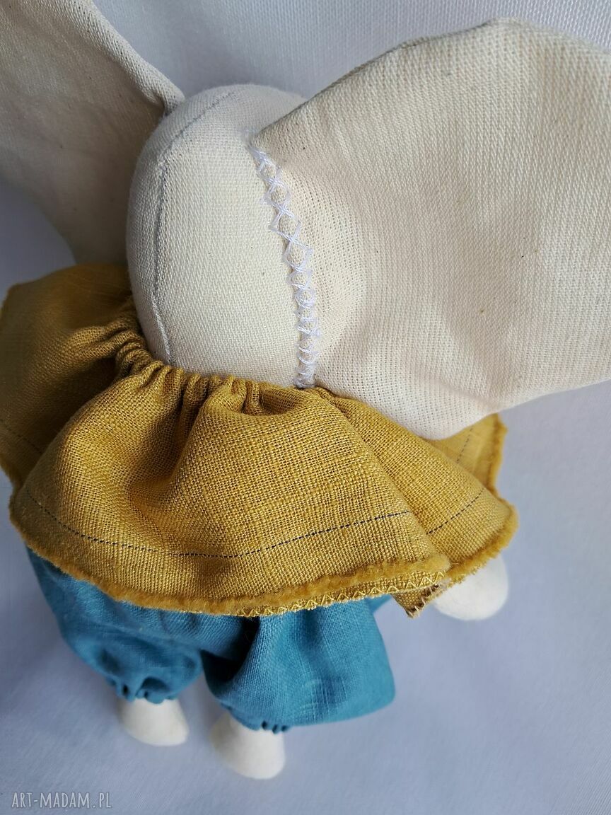 Kolorowy słonik maskotka handmade z lnu - 30 cm dla dzieci 3+