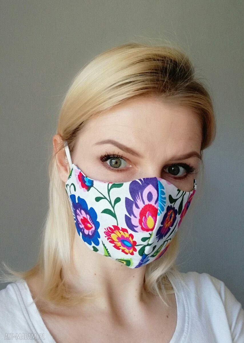 Maseczka bawełniana dwuwarstwowa wielorazowa na gumce dla dorosłych