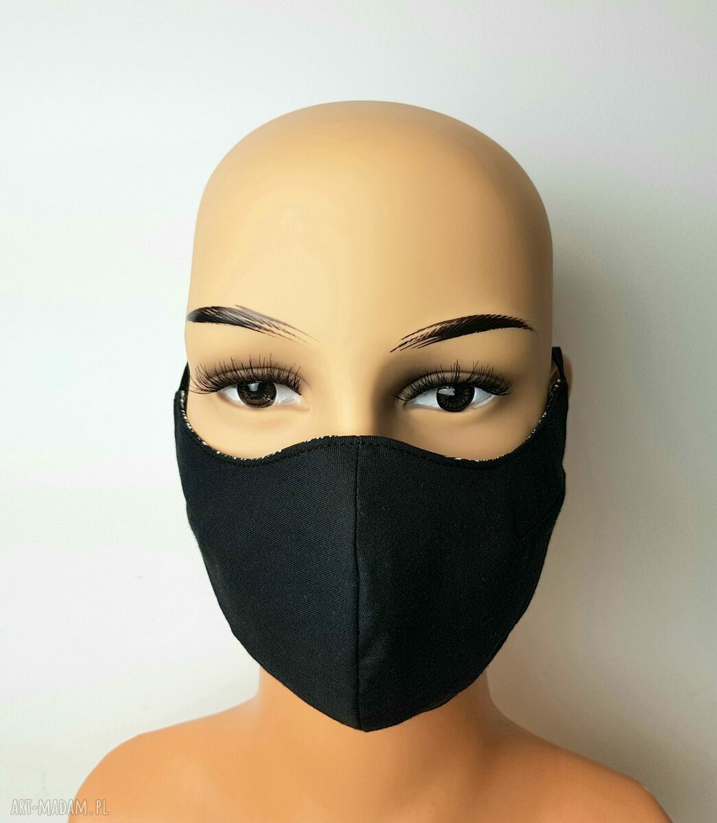 Czterowarstwowa maseczka bandana z filtrami - czarno-biała, organiczna bawełna