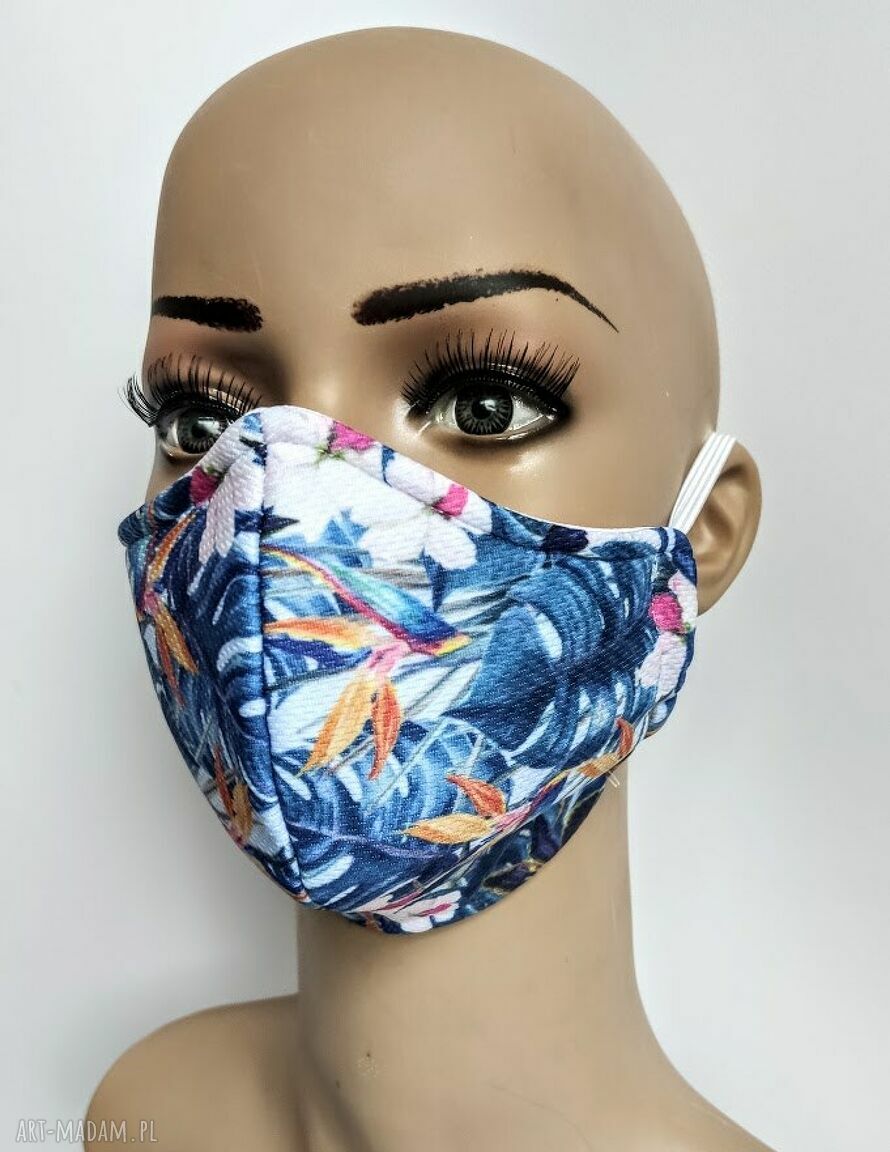Maseczka StreetNewStyle z filtrem - trzywarstwowa damska w kwiaty